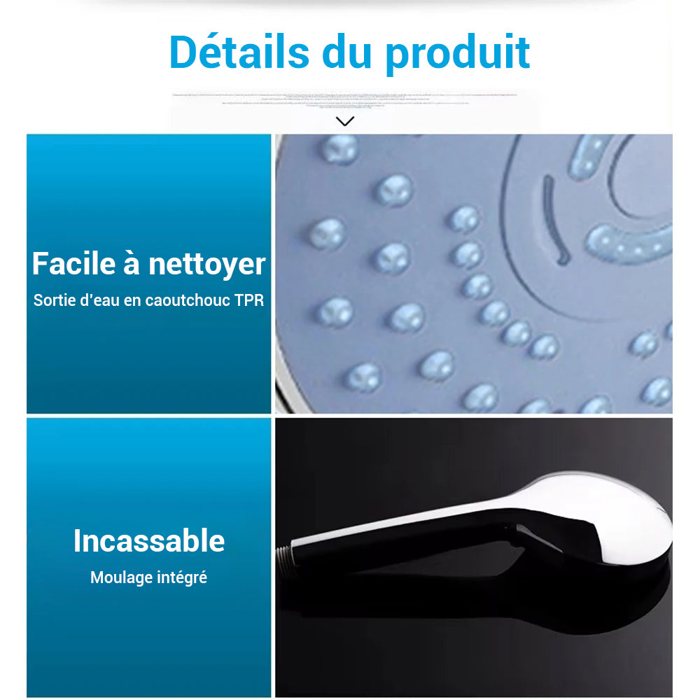 Pommeau de douche anti calcaire buse