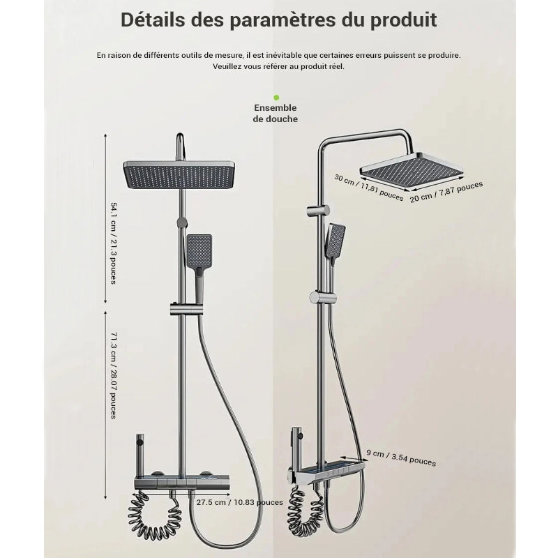 Colonne de douche pour baignoire avec écran