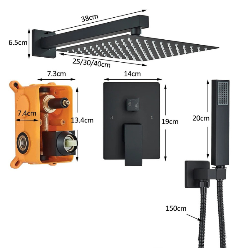 Colonne de douche noire style moderne