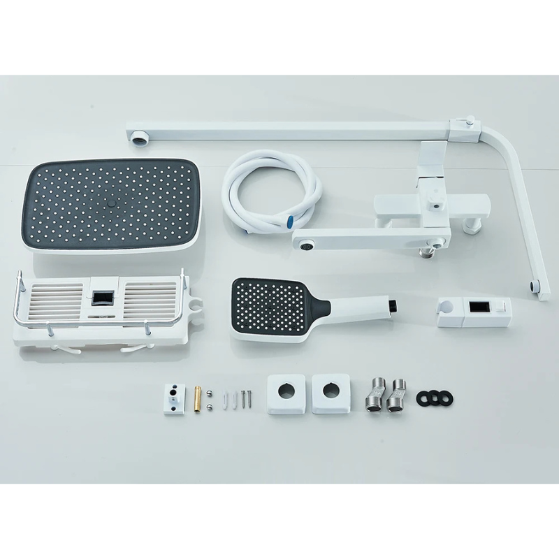 Colonne de douche blanche avec rangement