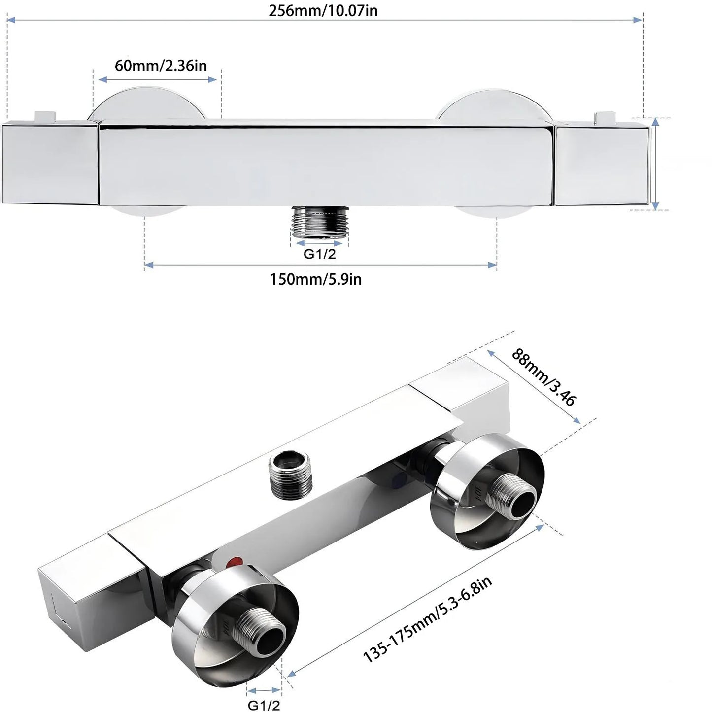 Mitigeur thermostatique carré
