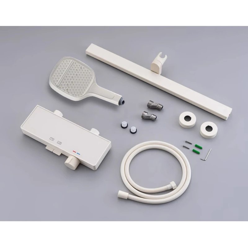 Colonne de douche blanche avec pommeau