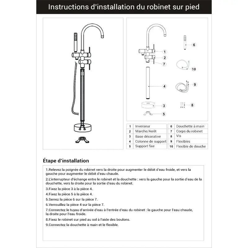 Colonne de douche pour baignoire sur pied