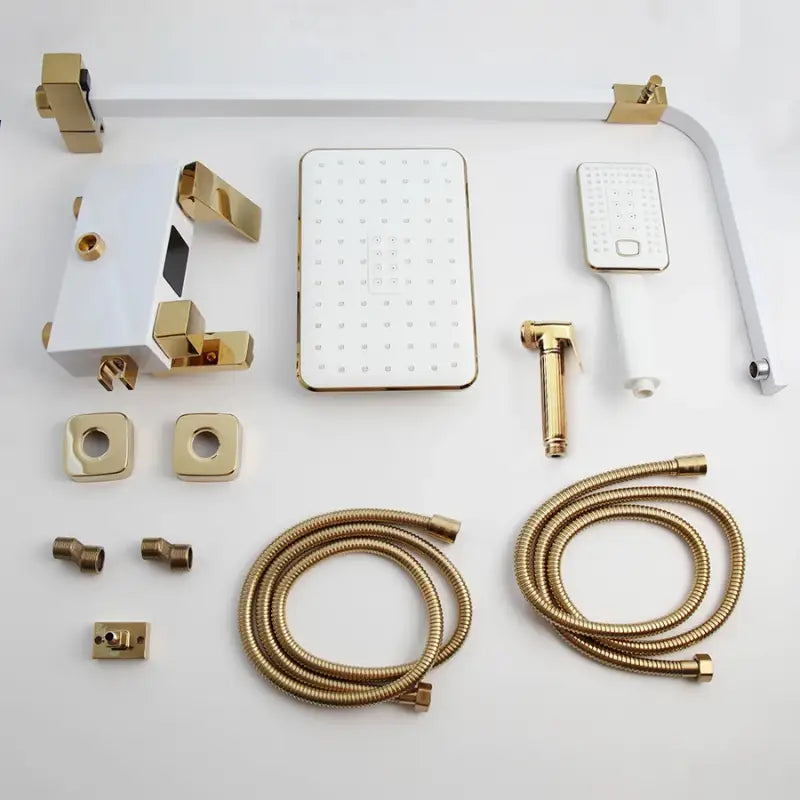 Colonne de douche blanche et or - Blanc