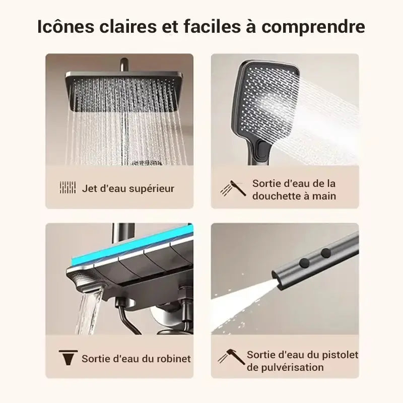 Colonne de douche carrée affichage numérique