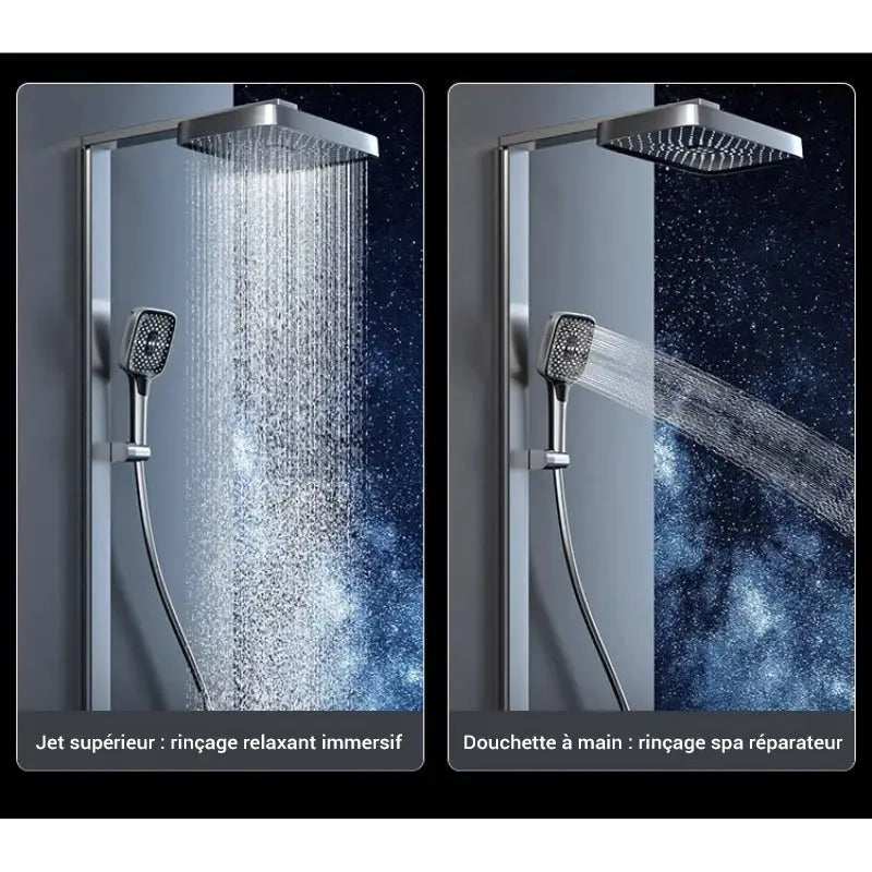 Colonne de douche carrée multi-jets - Gris