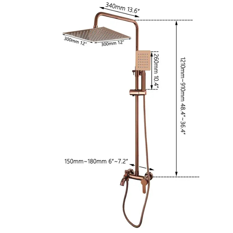 Colonne de douche cuivre avec bec baignoire - Cuivre