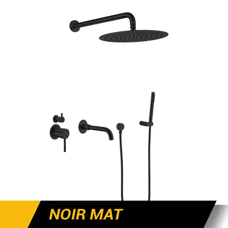 Colonne de douche encastrable brossette - Noir mat / 20 cm