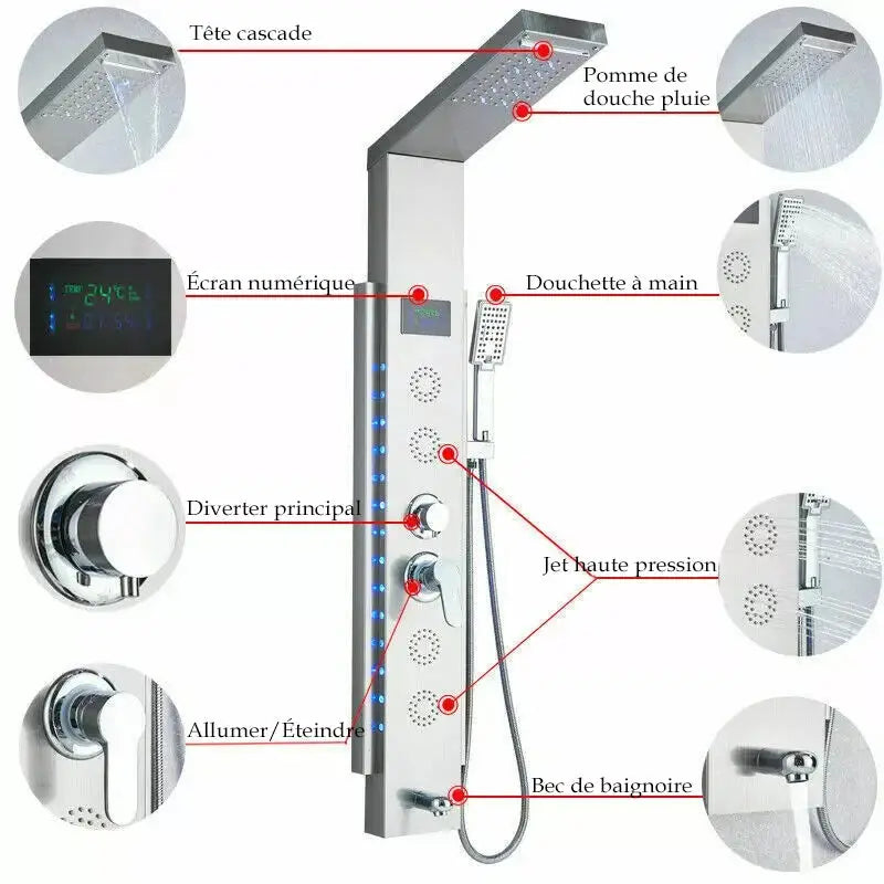 Colonne de douche hydromassante blanche