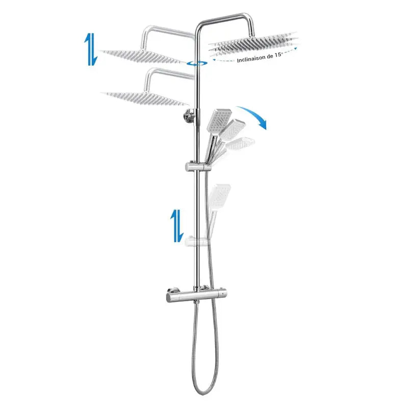 Colonne de douche en inox thermostatique - Argent