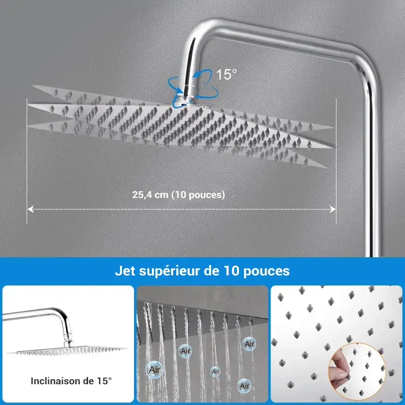 Colonne de douche en inox thermostatique - Argent