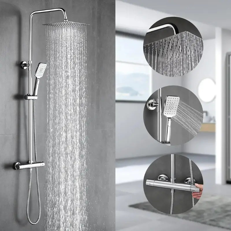 Colonne de douche en inox thermostatique - Argent
