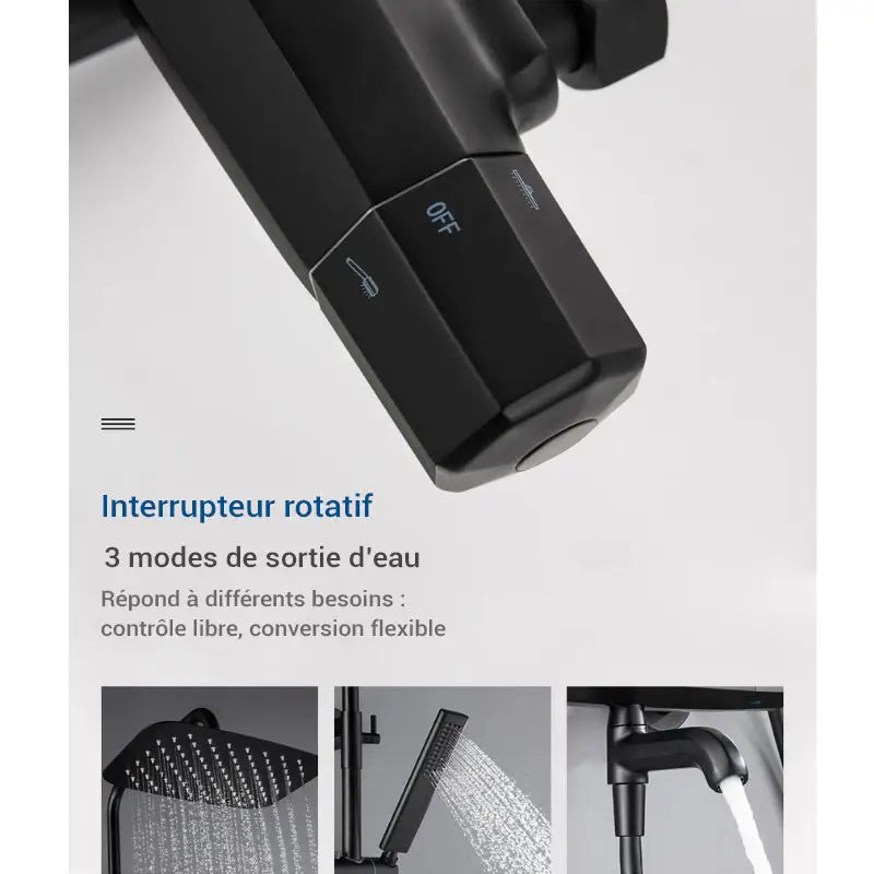 Colonne de douche avec mitigeur baignoire - Noir