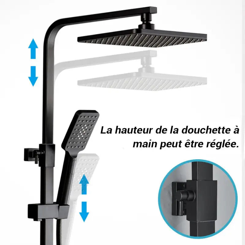 Colonne de douche noire avec écran LCD - Noir