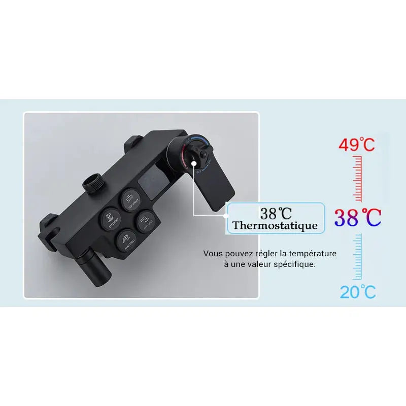 Colonne de douche noire avec écran LCD - Noir