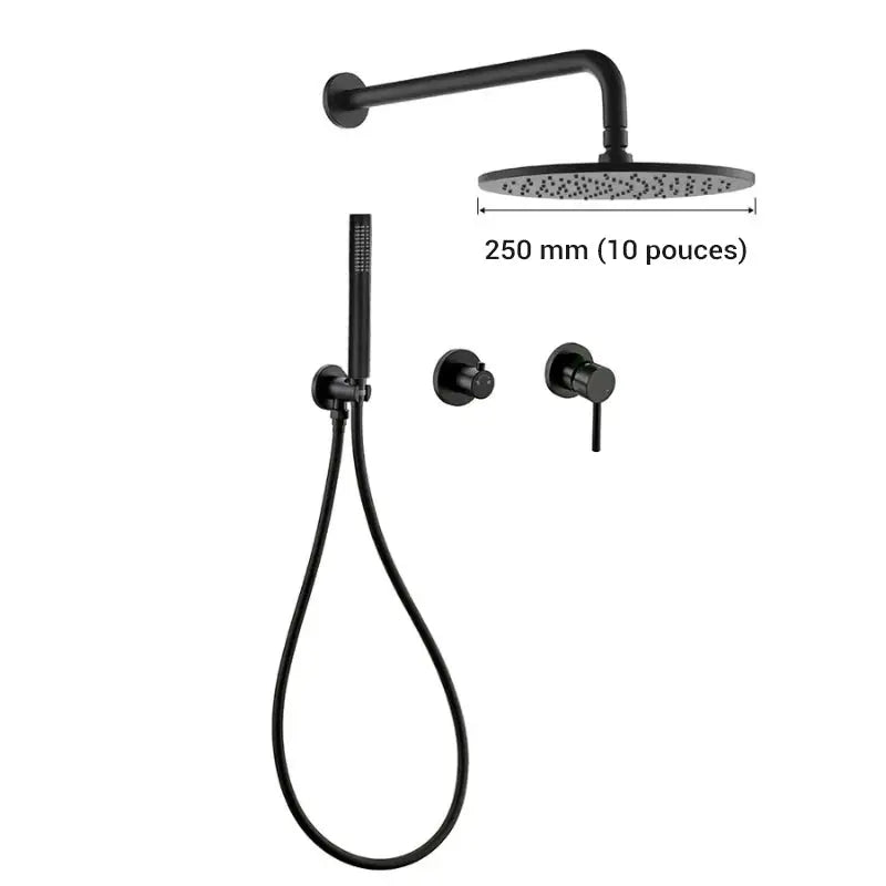 Colonne de douche noire murale - 25 cm