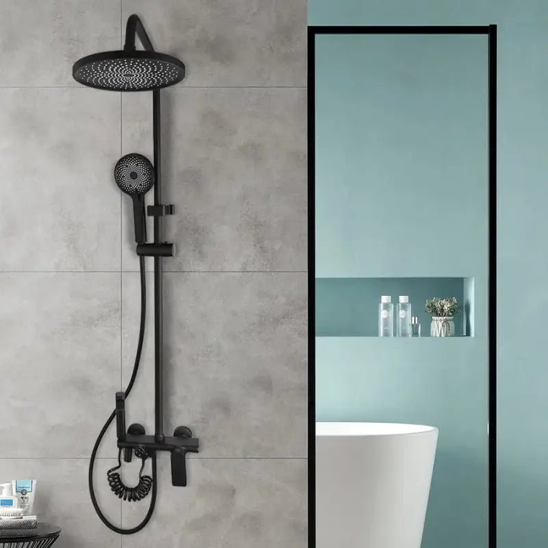 Colonne de douche noire ronde