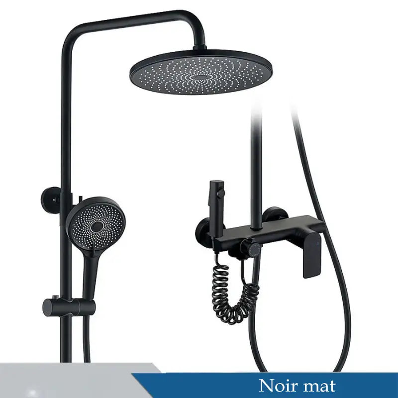 Colonne de douche noire ronde - Noir mat