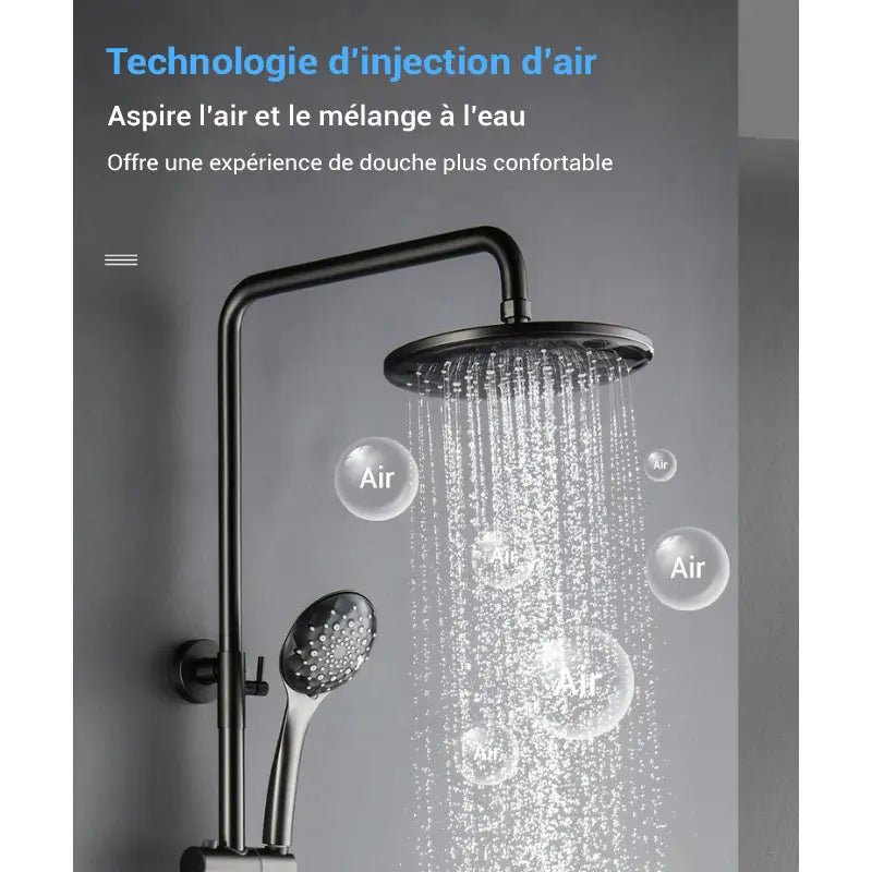 Colonne de douche noire thermostatique - Noir