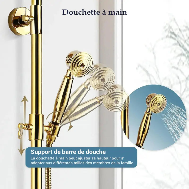 Colonne de douche rétro effet or brillant - Or brillant