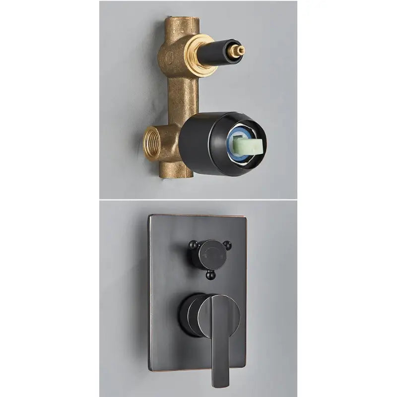 Colonne de douche rétro tête ronde - Noir