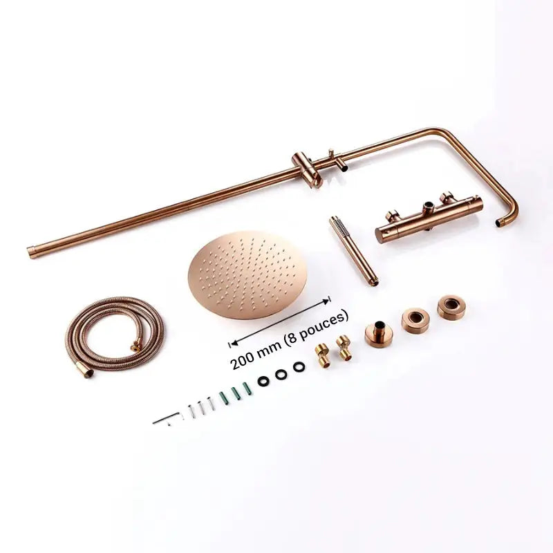 Colonne de douche thermostatique réglable en hauteur - Or rose / 20 cm