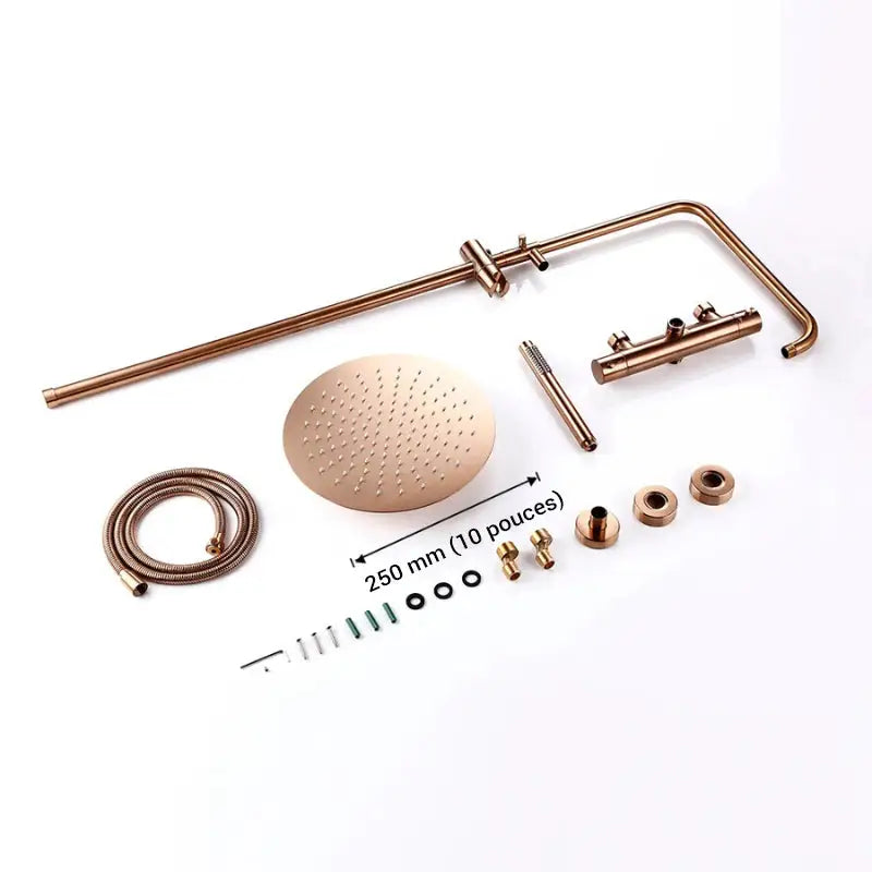 Colonne de douche thermostatique réglable en hauteur - Or rose / 25 cm