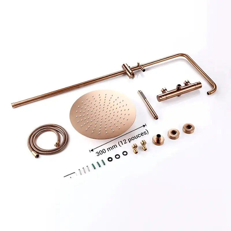 Colonne de douche thermostatique réglable en hauteur - Or rose / 30 cm