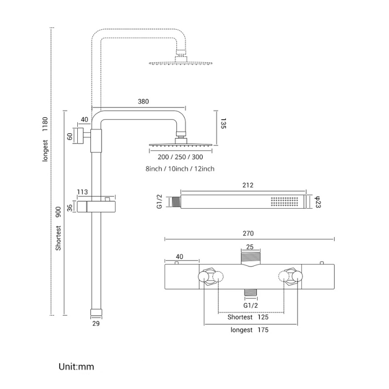 Colonne de douche cuivre mécanique