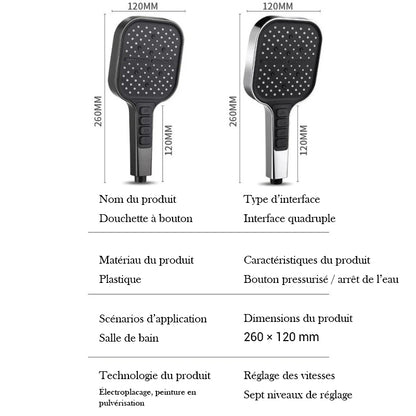 Pommeau de douche haute pression avec boutons