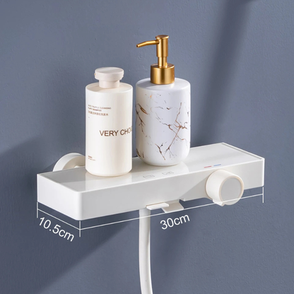 Colonne de douche blanche avec pommeau