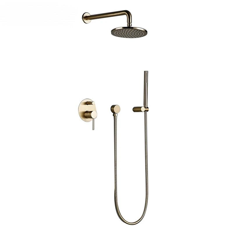 Colonne de douche avec mitigeur en or