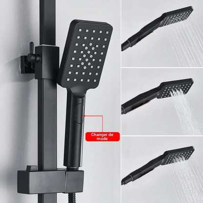 Colonne de douche noire avec écran LCD