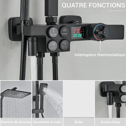 Colonne de douche noire avec écran LCD
