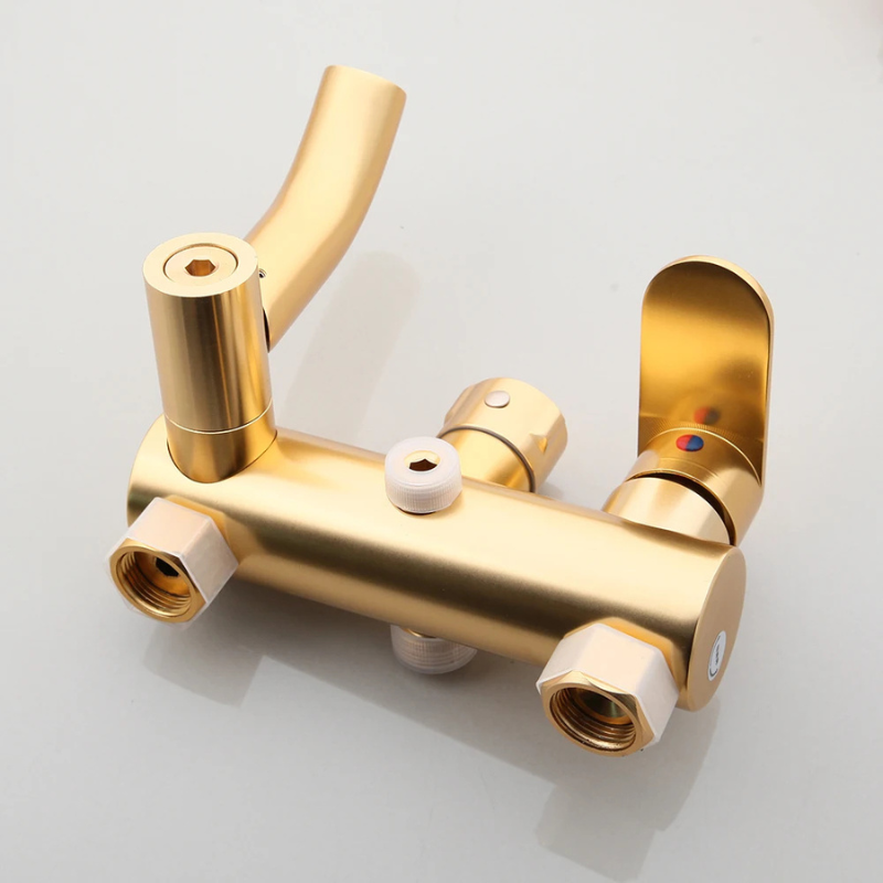 Colonne de douche avec mitigeur doré