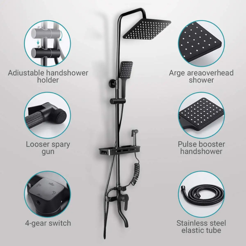 Colonne de douche carrée 4 voies