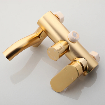 Colonne de douche avec mitigeur doré