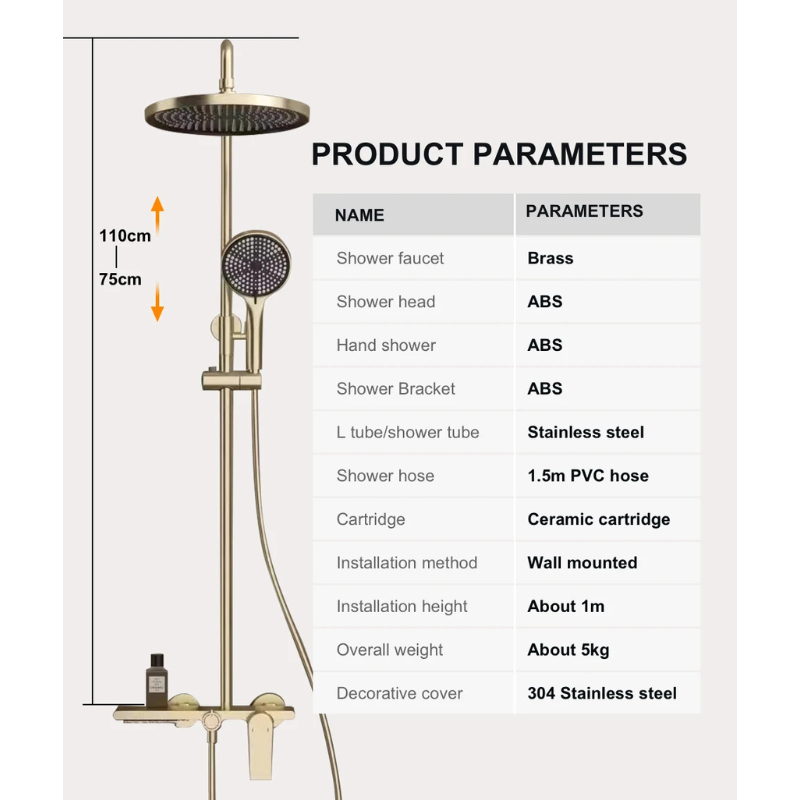Colonne de douche laiton moderne