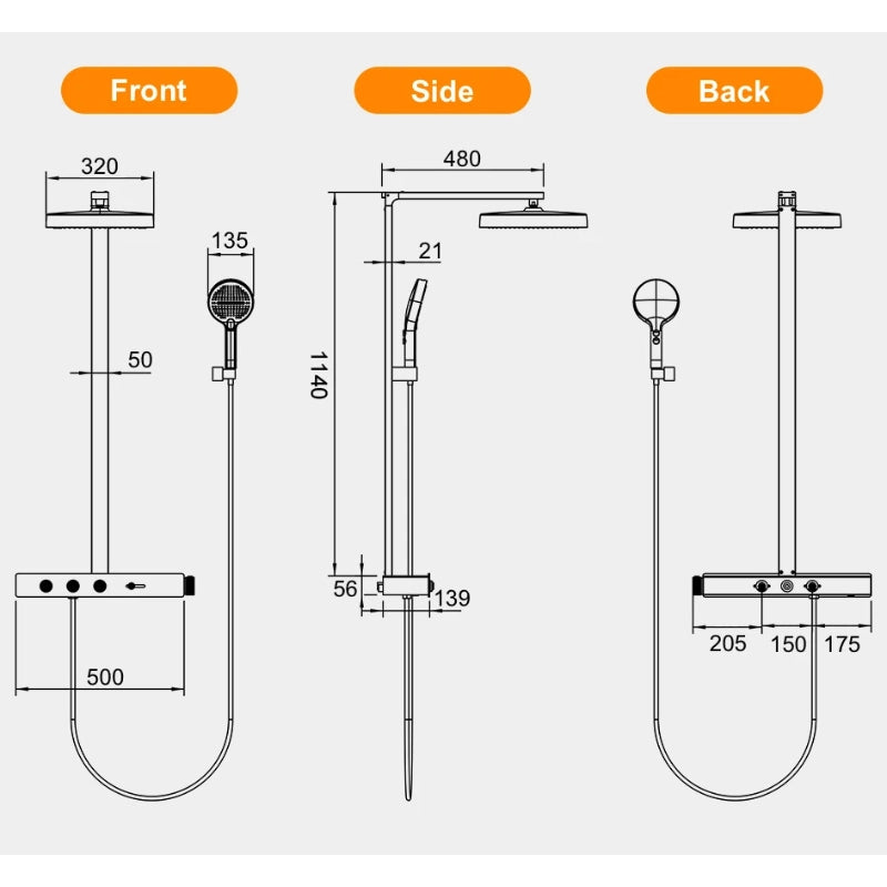 Colonne de douche thermostatique moderne