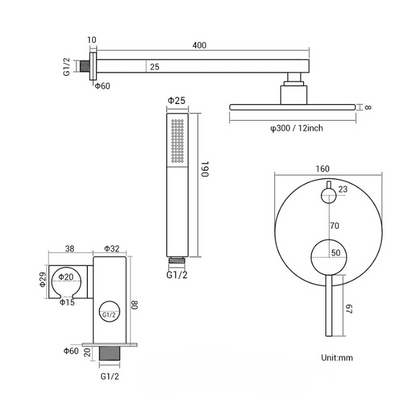 Colonne de douche en cuivre minimaliste