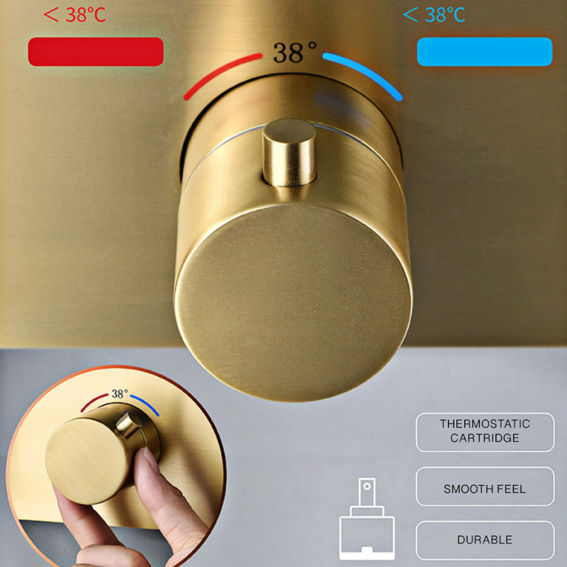 Colonne de douche laiton avec étagère