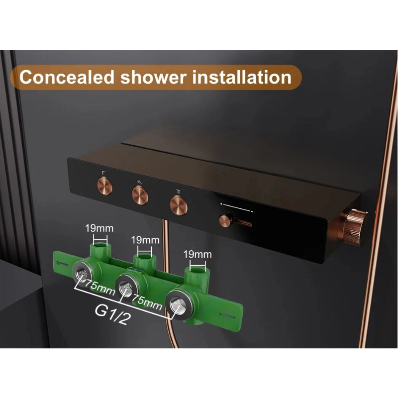 Colonne de douche thermostatique ciel de pluie