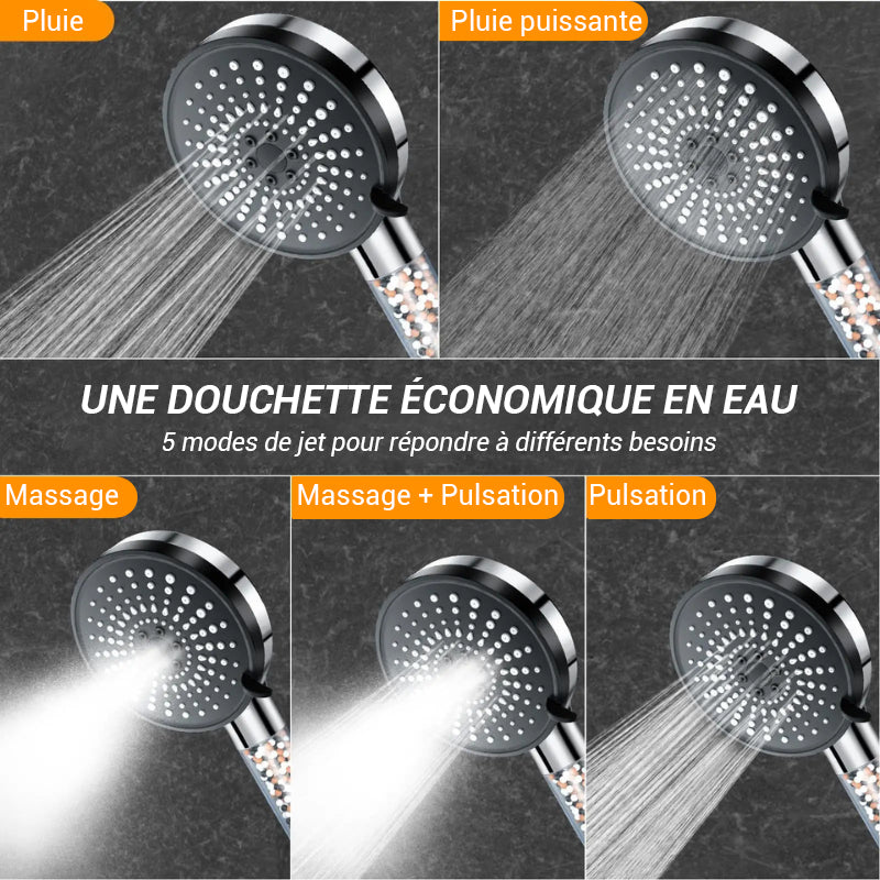 Pommeau de douche anti calcaire perles