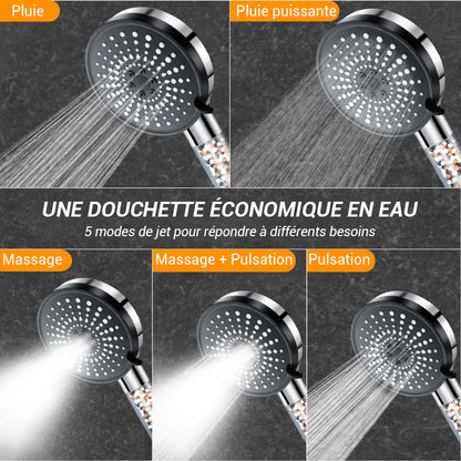 Pommeau de douche anti calcaire perles