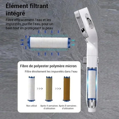 Pommeau de douche filtrant 3 jets