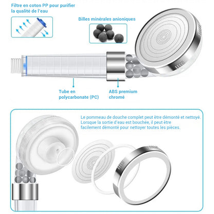 Pommeau de douche filtrant avec jet puissant