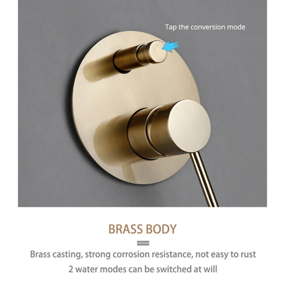 Colonne de douche avec mitigeur en or