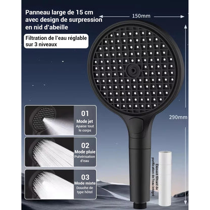 Pommeau de douche anti calcaire 3 modes