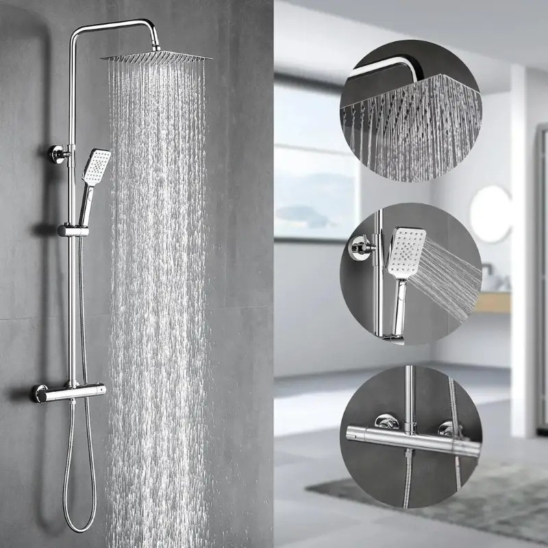 Colonne de douche en inox thermostatique