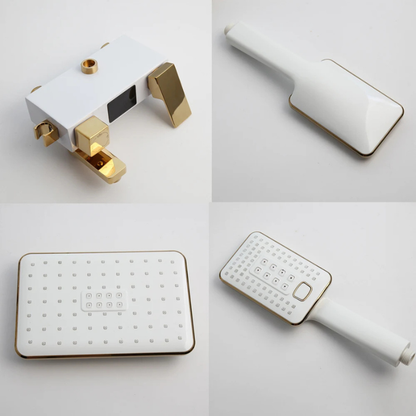 Colonne de douche carrée finition en or